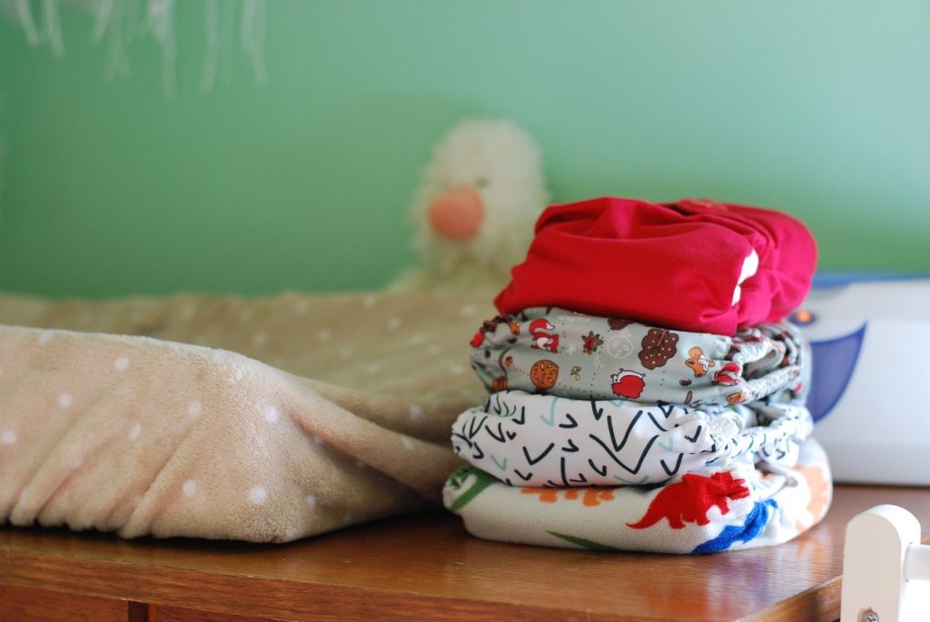 stack of cloth diapers